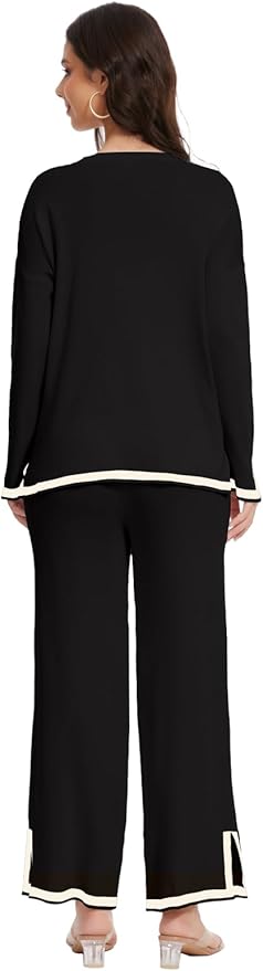YOKGO Petite Lounge Sets for Women Long Sleeve Sweater Pajama Sets Sweatsuits 2 Piece Pant Sets Tracksuit Travel Outfits