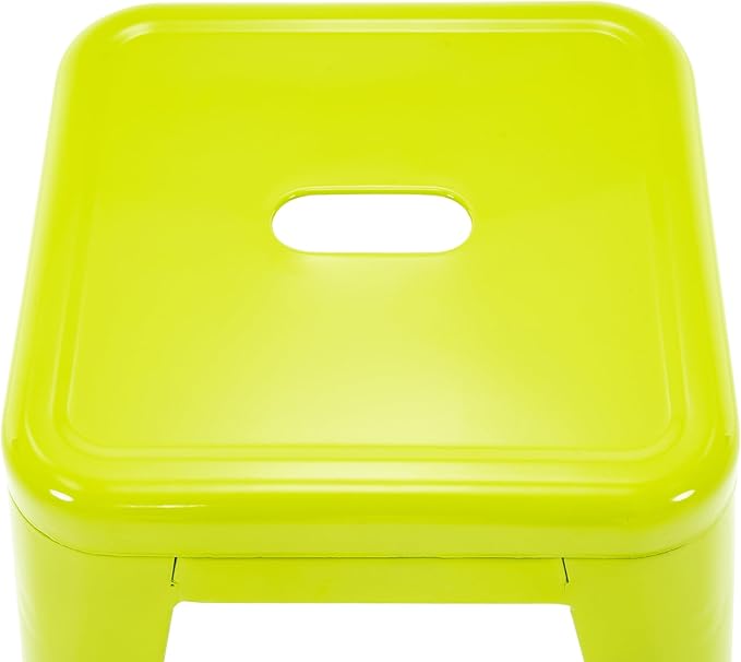 Brage Living 18 Inch Industrial Metal Stools Set of 4, Stackable Classroom Kitchen Short Stools, Backless Metal Dining Chairs for Indoor Outdoor (Lime Green)