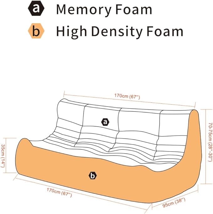 Fireside Loveseat Mid-Century Armless Sofa — Twin-Size Floor Lounger in Soft Premium Corduroy, Foam-Filled Accent Chair for Living Room or Bedroom (Ivory, Three Seater)