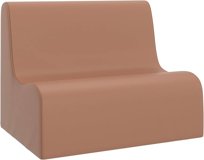 Children's Factory Medium Contour Sofa, Mix-and-Match Kids Chairs, Sofas, Corner Ottomans and Cubes, Foam-Filled and Water-Resistant, Flexible Seating for Classroom Elementary, Clay Kids Couch