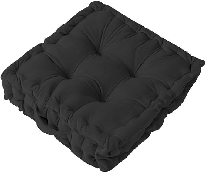 cuyfomr Floor Pillow, Square Floor Seating Pillow Cushion with Handle Thicken Portable Velvet Floor Pillow Cushion for Yoga Living Room Bedroom Home Decor (Black,15×15×3.15in)