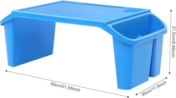 Mind Reader Kids Lap Desk, 4 PCS Kids Lap Desk Bulk Tray Lap, Portable Activity Tray with Side Storage, Stackable Plastic Desk Table for Students Drawing, Snacks, Study (Colorful, Large)