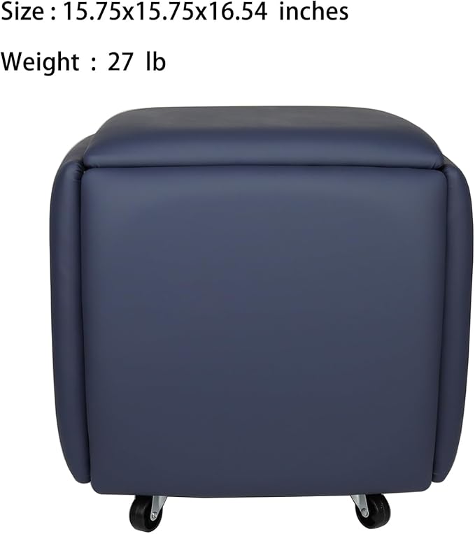 5 in 1 Nesting Ottoman Cube Chair, Stackable Stools, Leather Square Ottoman Bench, Foot Stool with Wheels for Living Room,Dining Room 15.75x15.75x16.54 inches