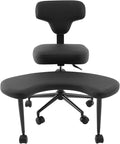 Ergonomic Floor Chair, Cross Legged Desk Chair with Back Support, 360 Swivel Kneeling Chair Adjustable Height, 286lbs Kneeling & Regular Seating for Home Office (Black)