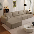 139" Boneless Cloud Sectional Sofa, Modular L-Shaped Couch with Deep Seat, No Assembly Required, Frameless Corduroy Sofa, 4-Seater with Left-Facing Chaise, Grey