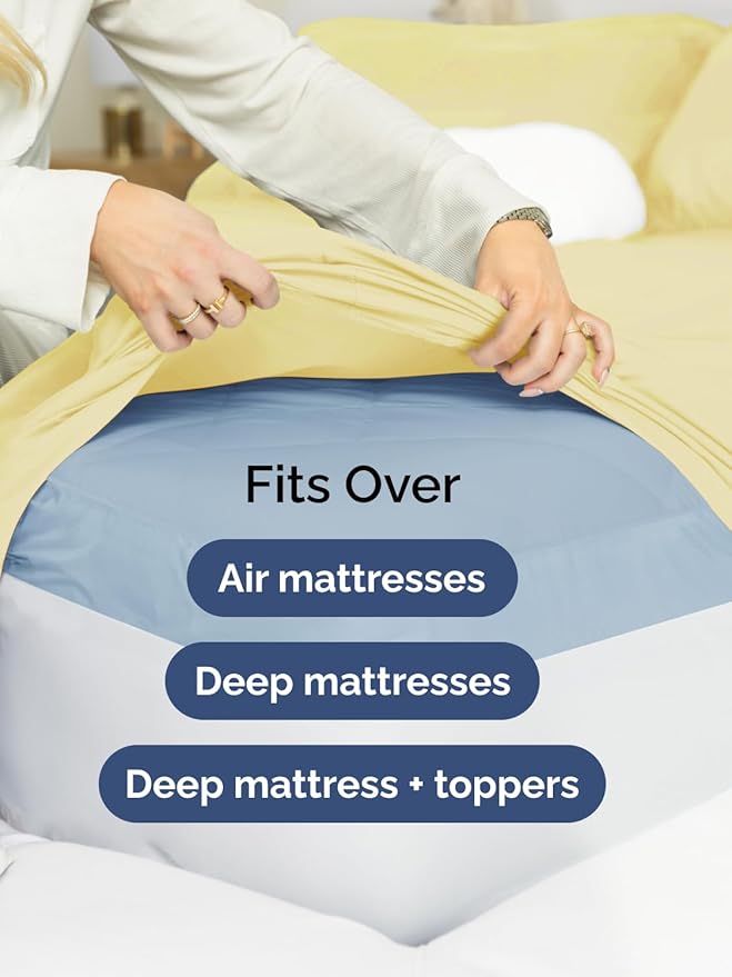 Extra Deep Pocket Queen Sheet Set - 4 Piece Breathable & Cooling Bed Sheets - Hotel Luxury Sheet Set - Ultra Soft, Wrinkle Free & Comfy - Easily Fits Extra Deep Mattresses - Deep Pocket Yellow Sheets