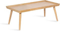Kate and Laurel Eastmont Rectangle Wood Coffee Table, 46 x 22 x 17, Light Natural, Large Mid-Century Wooden Living Room Table with Stylish Tapered Legs and Adjustable Feet
