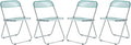 LeisureMod Lawrence Modern Clear Acrylic Folding Chair with Metal Frame, Space-Saving Transparent Seating for Dining Room, Home Office, Bedroom, Vanity or Small Spaces, (Jade Green, Set of 4)