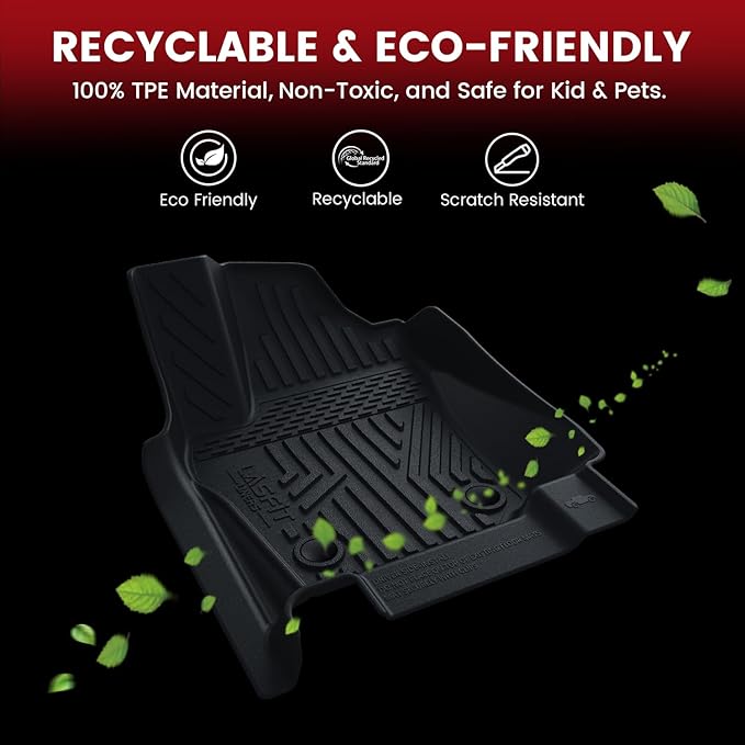 LASFIT Floor Mats for Toyota 4Runner 2013-2024 (Only for 7 Seats) All Weather Custom Fit Floor Liner for Toyota 4 Runner TPE Mats Front&Rear 3 Row Car Mats, Black