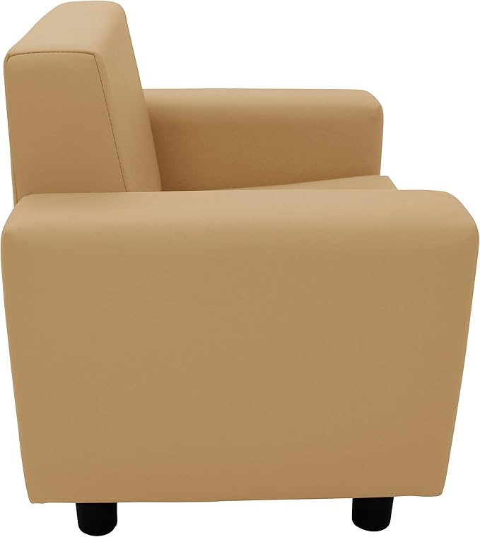 Factory Direct Partners SoftScape Inspired Playtime Classic Reading Chair, Children's Commercial-Grade Upholstered Furniture for Home, Daycare, Preschool, Library; Comfy Modern Design - Sand, 14472-SD