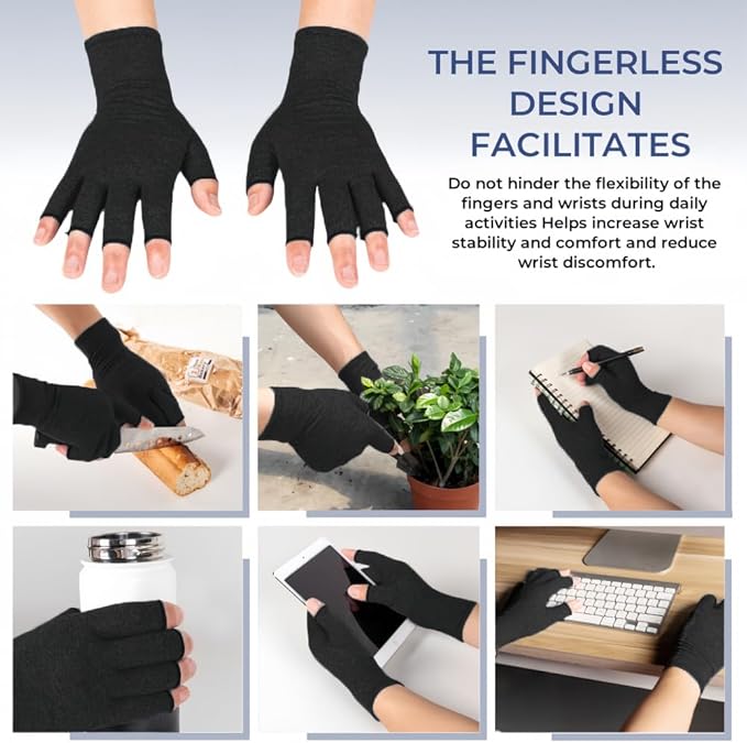 TFUSOM Arthritis Gloves for Women for Pain, Men and Women Fingerless Compression Wrap for Hand Pain and Osteoarthritis Compression Gloves Women,S,Black