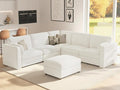 CUGOAO 117.7'' Modular Sectional Sofa, Oversized L-Shaped Sectional Couch with Ottoman, Deep Seat Chenille Cloud Couch, Mordern Upholstered Couches for Living Room, Apartment, Office, Beige