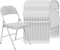16 Pack White Padded Folding Chairs Set - Comfortable Stackable Portable Chairs for Indoor Outdoor, Events, Parties, Office, Wedding (PU Leather, Executive White,School Chair)