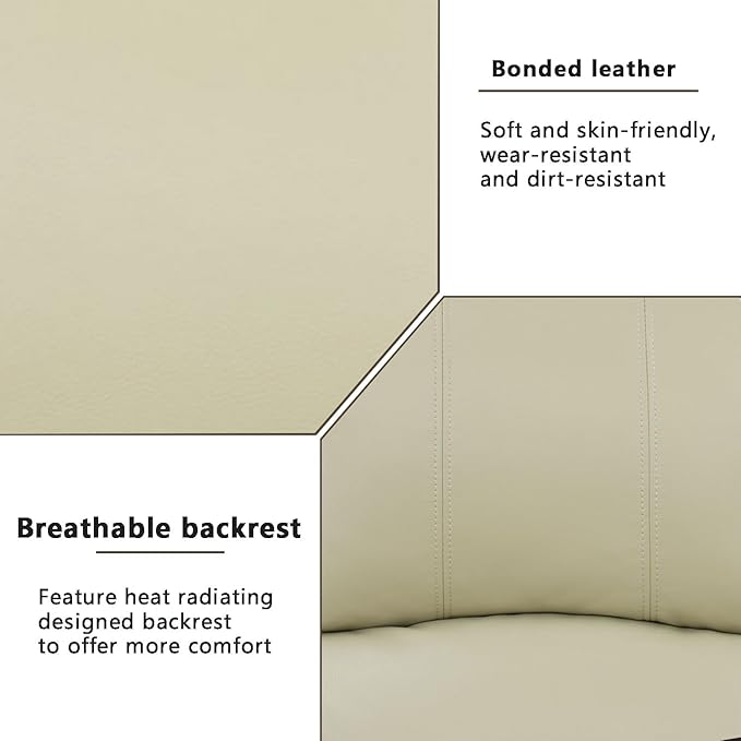 AYCP Bonded Leather Living Room Furniture Set Reclining Sofa Set Loveseat Furniture Sets in Living Room Sofa Recliners (Chair, Beige)