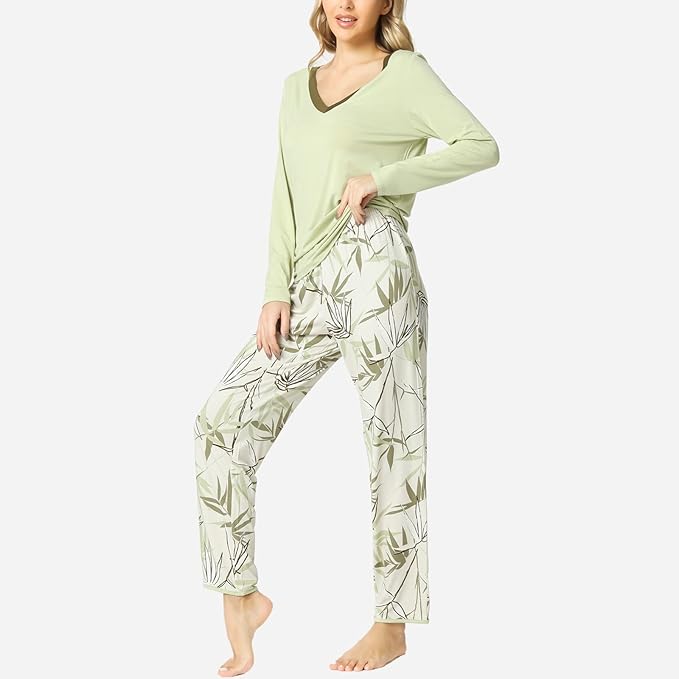 GYS Viscose from Bamboo Women's Pajama Sets Super Soft Long Sleeve Sleepwear Comfy Winter Pjs Sets S-4X