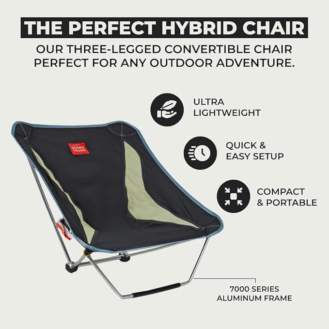 Grand Trunk Mayfly Low Profile Ground Chair – Lightweight, Packable & Reclining Festival Chair, Quick Setup, Stable & Versatile for Camping, Concerts, Beach & Outdoor Events