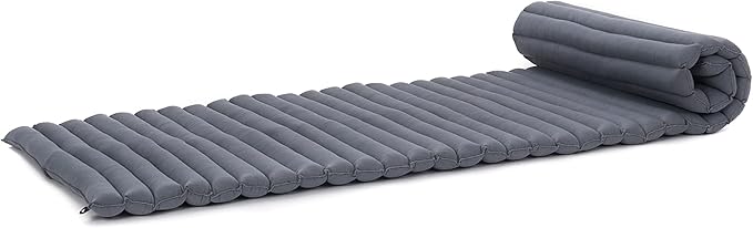 Leewadee - Foldable Floor Mattress - Japanese Roll Up Futon -Trifold Tatami Mat- Guest Floor Bed - Camping Mattress - Thai Massage Mat, Kapok Filled, 75 x 28 inches, Anthracite