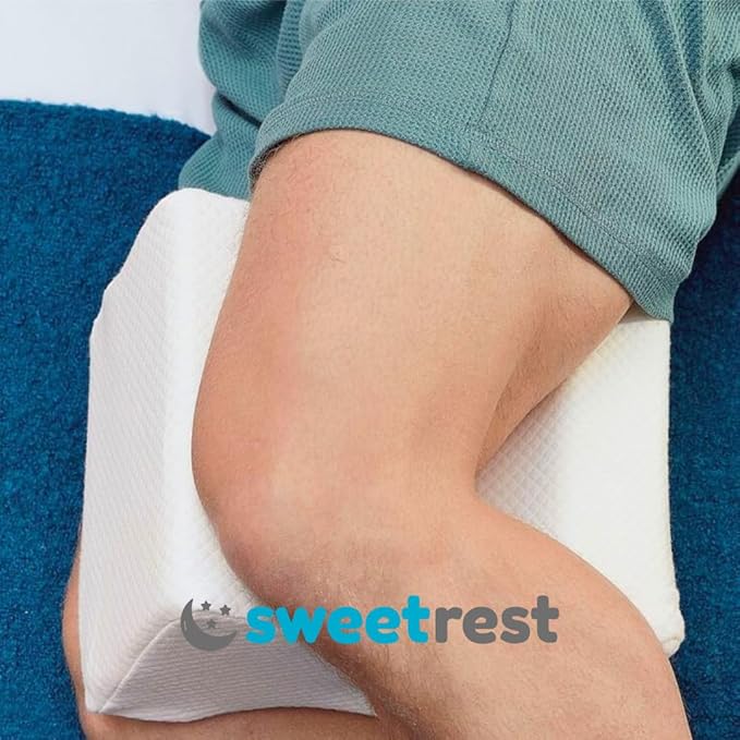 Knee Pillow – Memory Foam Leg Positioner with Ergonomic Shape – Side Sleeper Support – Removable & Washable Cover – White