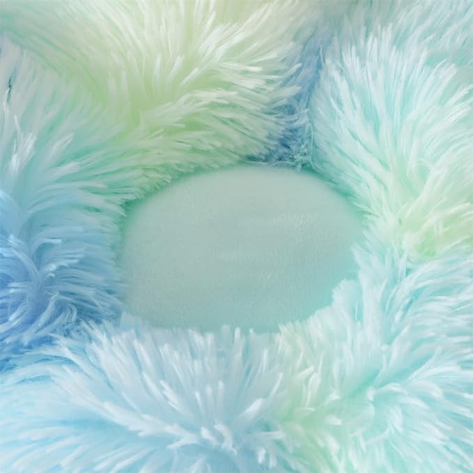 Faux Fur Pillow,Flower Shaped Throw Pillow Butt Cushion Floor Pillow,Seating Cushion,Cute Room Decor & Plush Pillow for Bedroom Sofa Chair (19.7 Inches, Mint Green)
