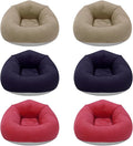 6 Pcs Bean Bag Chairs for Adults, Inflatable Chairs with Foot Pump, Folding Blow Up Couch, Flocking Portable Lazy Sofa for Movie Night, Living Room, Camping, 220lbs Load Capacity, Brown+Navy Blue+Red