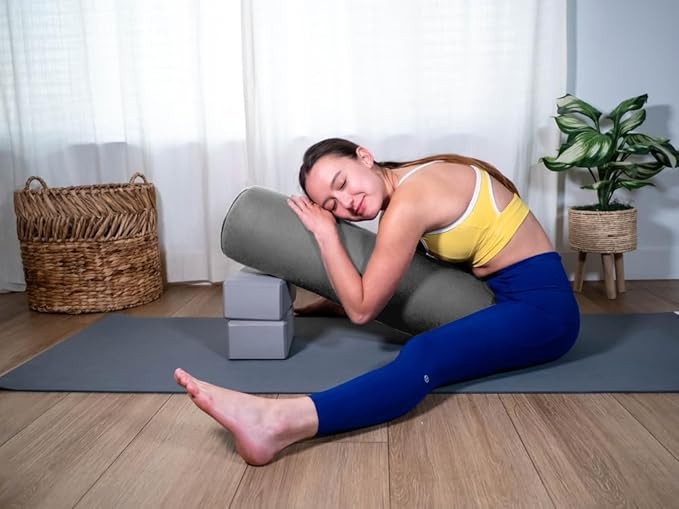 Sol Living Yoga Bolster Pillow Rectangular Meditation Cushion Cotton Meditation Accessories for Restorative Yoga Meditation Pillow Yoga Pillow Firm Body Pillow Bolster Pillow for Legs Removable Cover