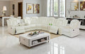Dekmxas Creamy White Breathing Leather Power Reclining Sectional Sofa Set, Leather Recliner Sofa with LED Light, Living Room Furniture Sets with Storage Console/Cup Holder/USB Port for RV/Home Theater