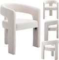 DAYALANE Modern Barrel Dining Chairs Set of 4, Upholstered Accent Kitchen Chair with Arms Comfy Velvet Side Chair for Living Room/Home Office/Reception, Velvet Cream