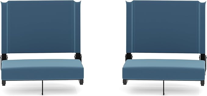 Flash Furniture Grandstand Portable Stadium Seats for Bleachers or Benches, Folding Padded Stadium Chairs with Handle, Pack of 2, 500 lb. Weight Capacity, Teal
