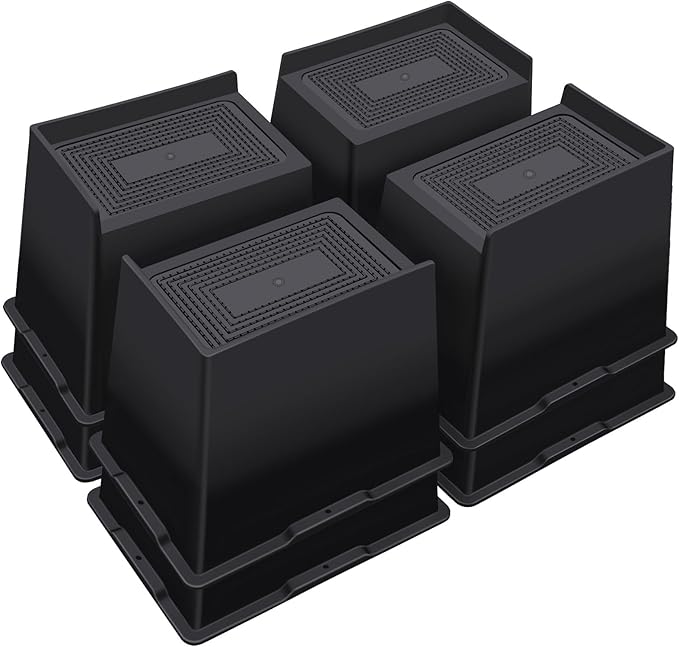 ANNKUT Bed Risers 6 Inch Heavy Duty,Oversized Couch Risers, Extra Wide Furniture Risers for Sofa Table Desk Headboard Chair Lifting,Rectangle Risering Blocks Support 6000 lbs(8 Pack Black)