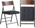 2 Pack Folding Chairs with Thick Padded Seat,Heavy Duty Steel Frame Foldable Dining Chairs with Soft Cushion Set of 2,Portable Indoor Outdoor for Home Kitchen,Office,Events,Wedding(Black)