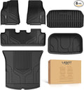 LASFIT 6PC Premium Extra Thick Floor Mats for Tesla Model Y 2025 2024 2023-2020 5 Seater | Custom Fit TPE All Weather | Model Y Accessories 1st & 2nd Row & Cargo Trunk Mats Full Set, Black