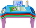 Set of 4 Kids Lap Desk Tray, Portable Activity Table, Plastic, Stackable for Drawing, Writing, Eating, Classroom, 21.65" L x 11.8" W x8.46 H, Multicolor