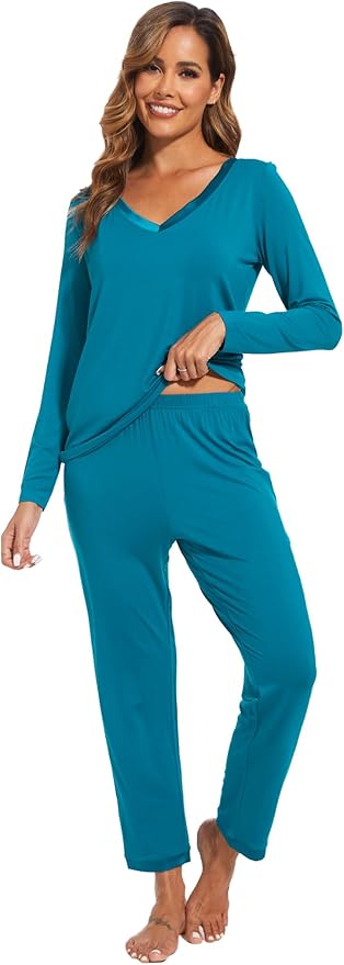 GYS Viscose from Bamboo Women's Pajama Sets Super Soft Long Sleeve Sleepwear Comfy Winter Pjs Sets S-4X