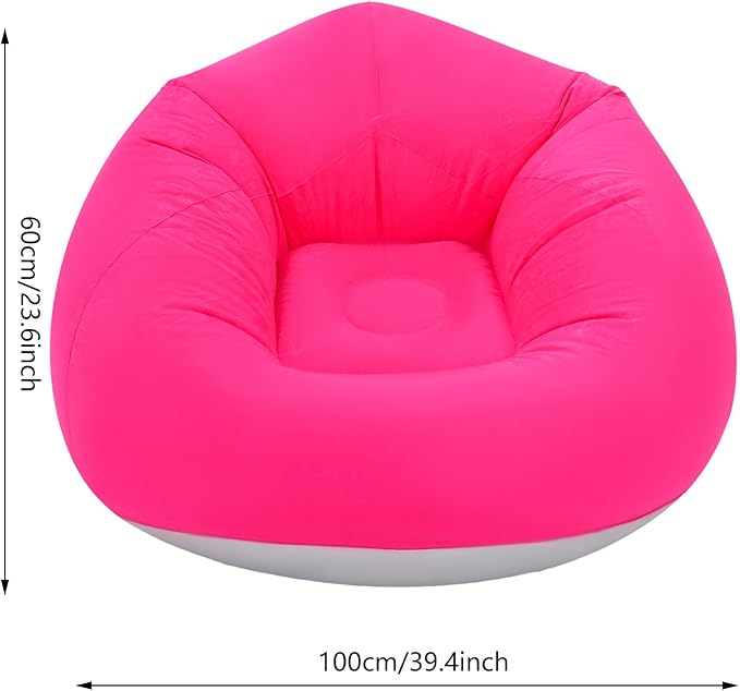 6 Pcs Bean Bag Chairs for Adults, Pink Inflatable Chairs with Foot Pump, Folding Blow Up Couch, Flocking Portable Lazy Sofa for Movie Night, Living Room, Camping, 220lbs Load Capacity