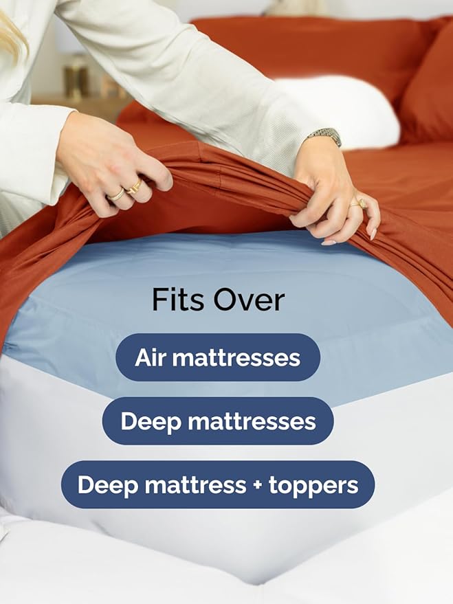 Extra Deep Pocket Twin Sheets - 3 Piece Breathable & Cooling Bed Sheets - Hotel Luxury Bed Sheet Set - Soft, Wrinkle Free & Comfy - Easily Fits Extra Deep Mattresses - Deep Pocket Terracotta Sheets