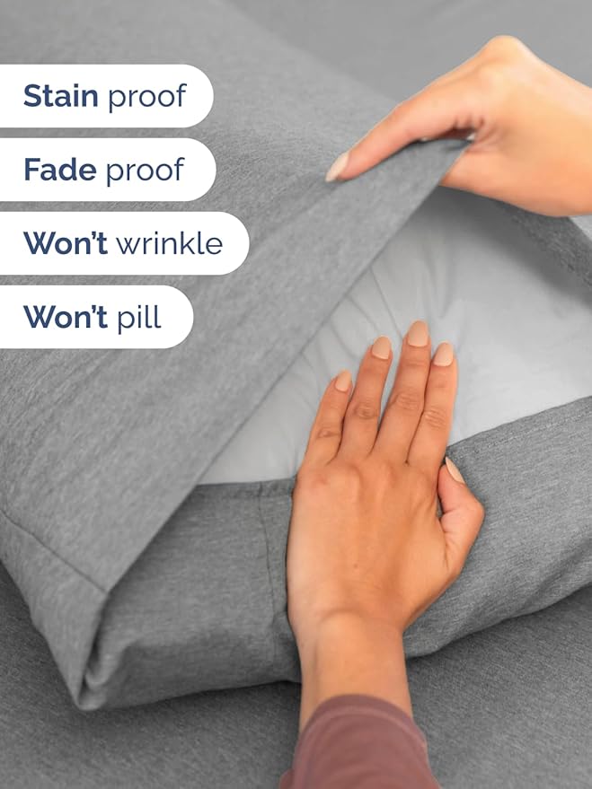Extra Deep Pocket Twin Sheets - 3 Piece Breathable & Cooling Bed Sheets - Hotel Luxury Sheet Set - Soft, Wrinkle Free & Comfy - Easily Fits Extra Deep Mattresses - Deep Pocket Heathered Grey Sheets
