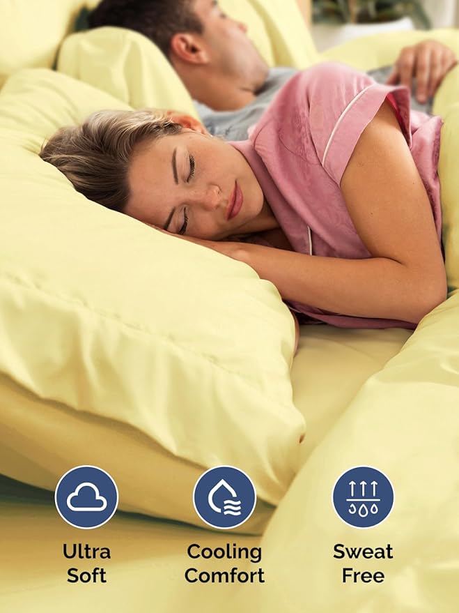 Extra Deep Pocket Twin XL Sheets - 3 Piece Breathable & Cooling Bed Sheets - Hotel Luxury Bed Sheet Set - Soft, Wrinkle Free & Comfy - Easily Fits Extra Deep Mattresses - Deep Pocket Yellow Sheets Set
