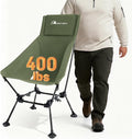 MOON LENCE Oversized High Back Camping Chair for Adults, Height Adjustable Folding Camping Chair with 400 lbs Capacity, Hidden Pillow Pocket and Wide Seat for Camping, Hiking, Picnics, Green