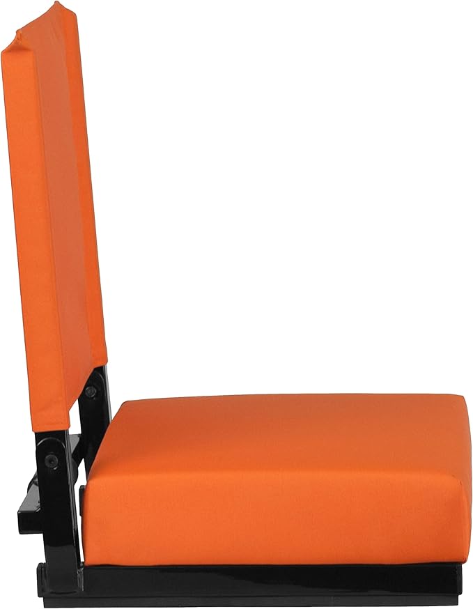 Flash Furniture Grandstand Portable Stadium Seat for Bleachers or Benches, Folding Padded Stadium Chair with Carrying Handle, 500 lb. Weight Capacity, Orange