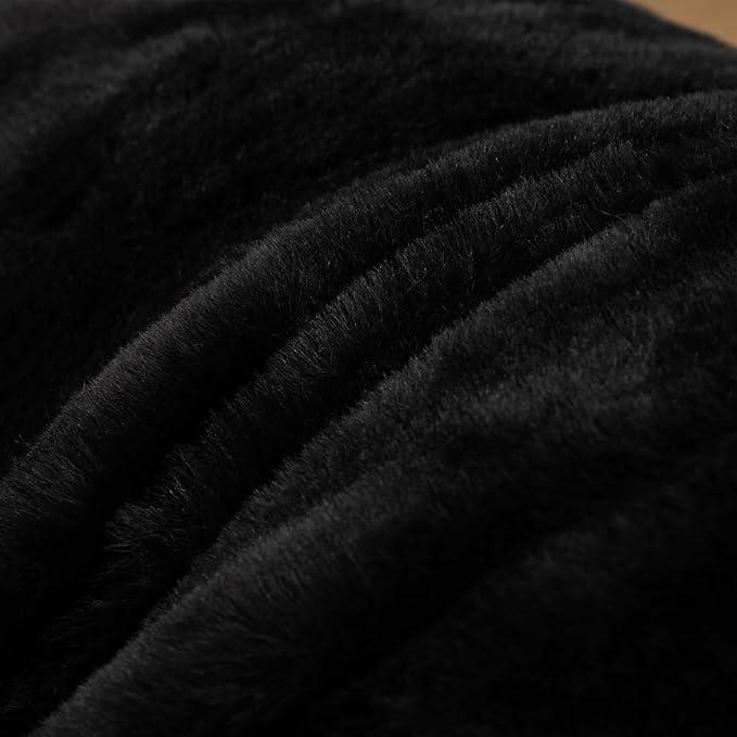 A Nice Night Faux Fur Reading Pillow Bed Wedge Large Adult Children Backrest with Arms Back Support for Sitting Up in Bed/Couch for Bedrest,Black