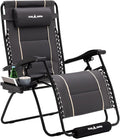 Amopatio Zero Oversized Padded Gravity Chairs with Cup Holder, 33" Wide Folding Reclining Lounge Chair with Footrest & Headrest for Indoor Outdoor Camping, Support 500LBS