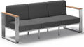 ComfCove Outdoor Aluminum 3-Seat Sofa, Modern Patio Patio Furniture with Wide Seat and Thick Cushions, All-Weather Oversized Couch for Deck, Porch