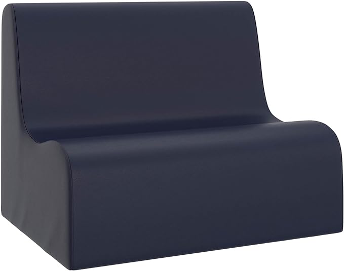 Children's Factory Medium Contour Sofa, Mix-and-Match Kids Chairs, Sofas, Corner Ottomans and Cubes, Foam-Filled and Water-Resistant, Flexible Seating for Classroom Elementary, Navy Kids Couch