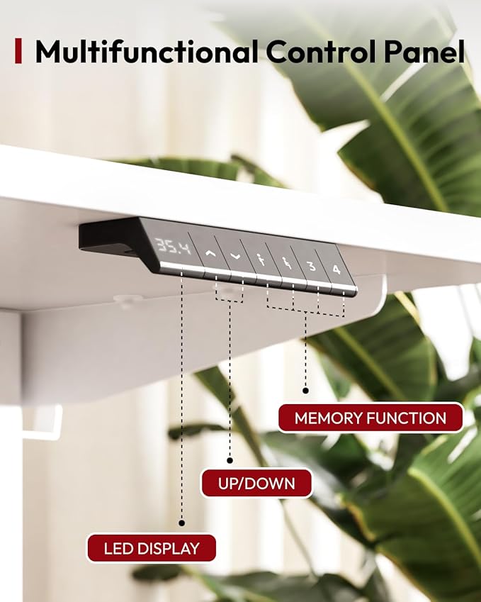 SANODESK Standing Desk Height Adjustable Electric Stand up Desk 63x24 Inches Sit Stand Home Office with Splice Board, White Frame/White Top