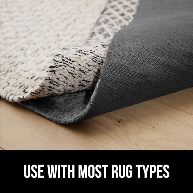 GORILLA GRIP Felt and Natural Rubber Stay in Place Slip Resistant Rug Pad, 1/4in Thick, 2x4 FT Protective Padding Under Area Rugs, Cushioned Gripper Pads, Carpet Runners, Hardwood Floors Protection