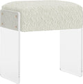 Vanity Stool Chair and Pouf Ottoman-Modern Multifunctional Vanity Stool and Foot Rest with Wool and Acrylic Leg for Makeup Room, Living Room, Bedroom