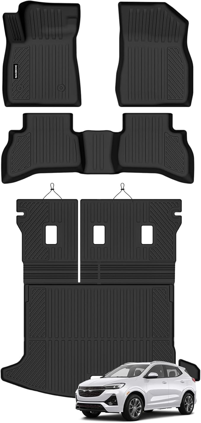 Naibeve Floor Mats for Buick Encore GX 2020-2026(Only Fit AWD) - All Weather Custom Fit for Buick Encore GX Floor Mats & Cargo Mat with Backrest Mats Waterproof Interior Accessories