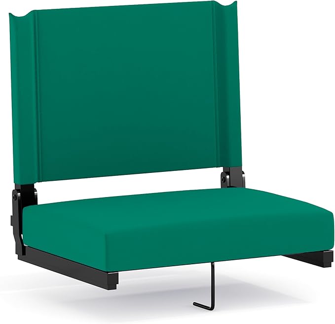 Flash Furniture Grandstand Portable Stadium Seat for Bleachers or Benches, Folding Padded Stadium Chair with Carrying Handle, 500 lb. Weight Capacity, Hunter Green