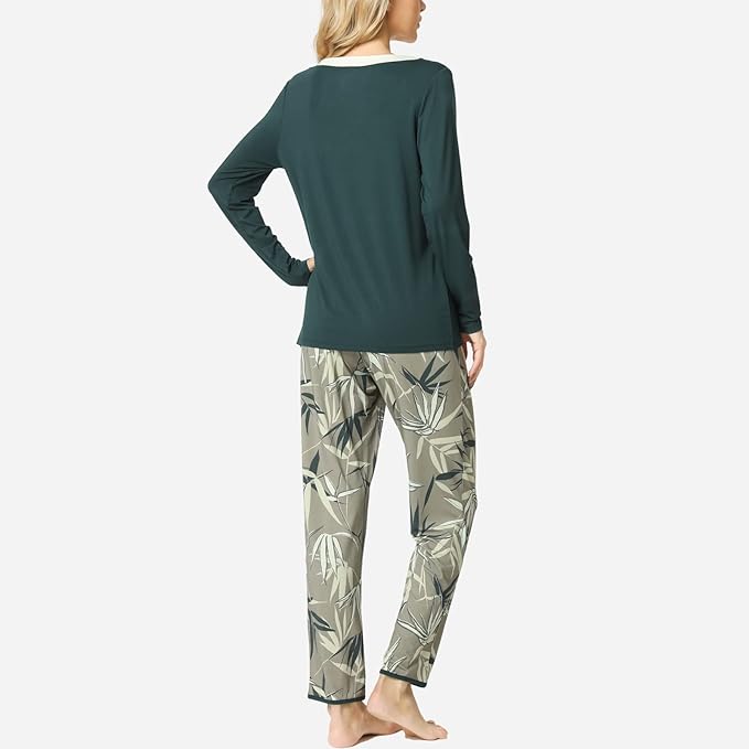 GYS Viscose from Bamboo Women's Pajama Sets Super Soft Long Sleeve Sleepwear Comfy Winter Pjs Sets S-4X