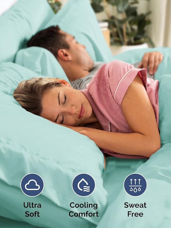 Extra Deep Pocket Queen Sheet Set - 4 Piece Breathable & Cooling Bed Sheets - Hotel Luxury Sheet Set - Soft, Wrinkle Free and Comfy - Easily Fits Extra Deep Mattresses - Deep Pocket Spa Blue Sheets